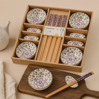 Elegant Floral Ceramic Dinnerware Set for Four