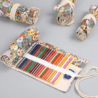 Whimsical Cat-Themed Canvas Pencil Organizer