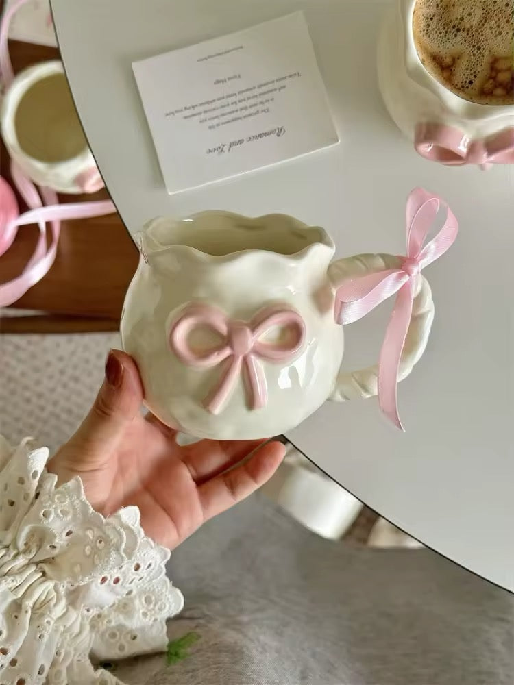Elegant Bow-Shaped Ceramic Coffee Cup