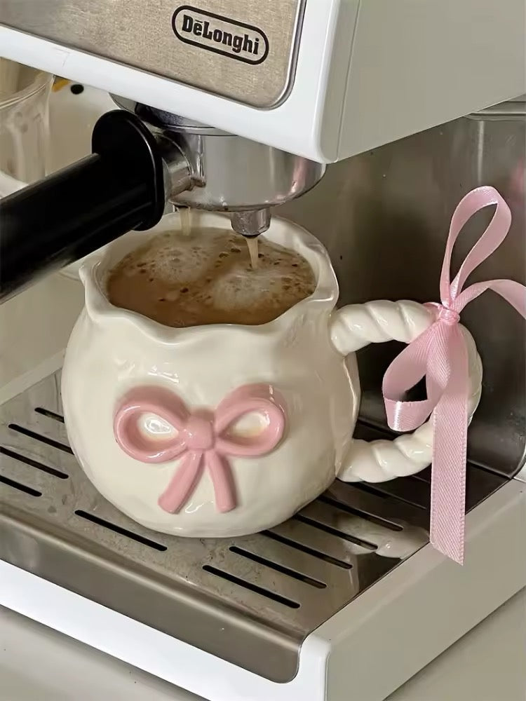 Elegant Bow-Shaped Ceramic Coffee Cup