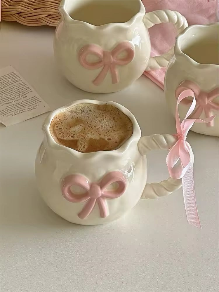 Elegant Bow-Shaped Ceramic Coffee Cup
