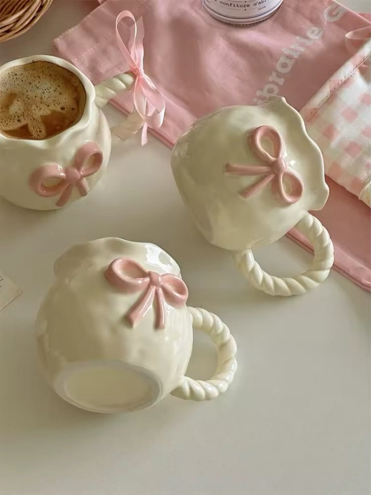 Elegant Bow-Shaped Ceramic Coffee Cup