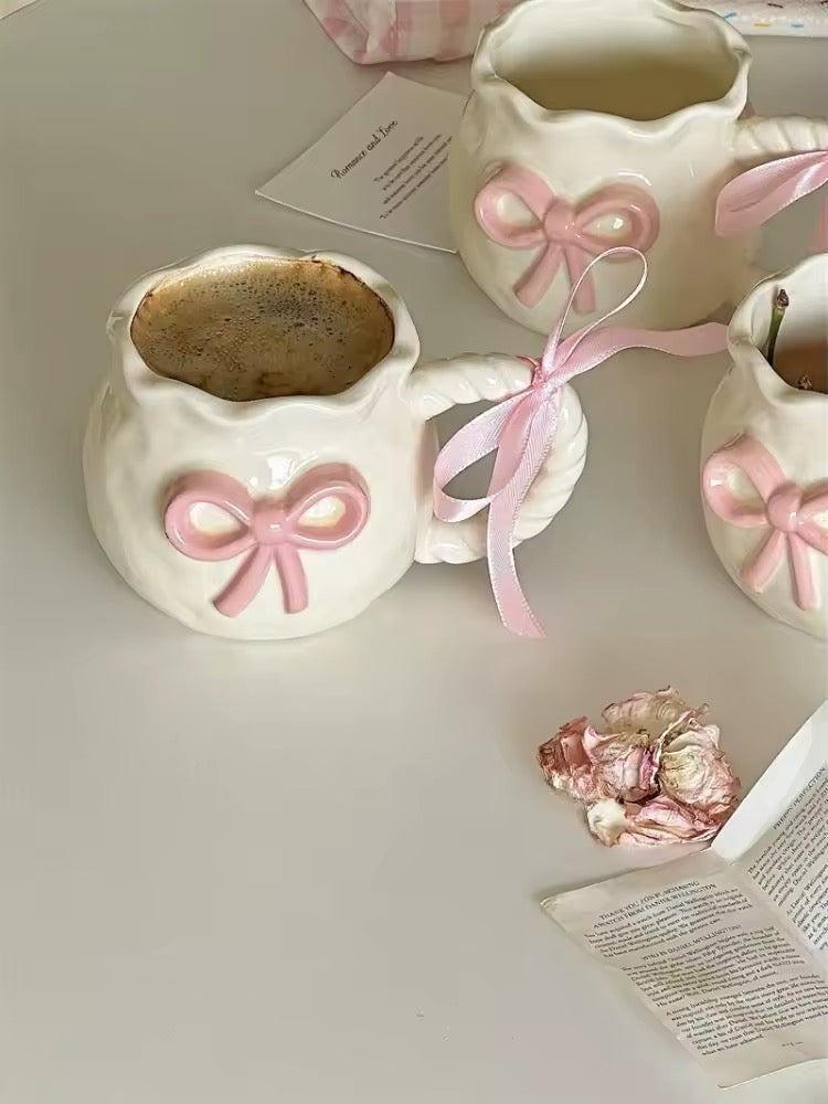 Elegant Bow-Shaped Ceramic Coffee Cup