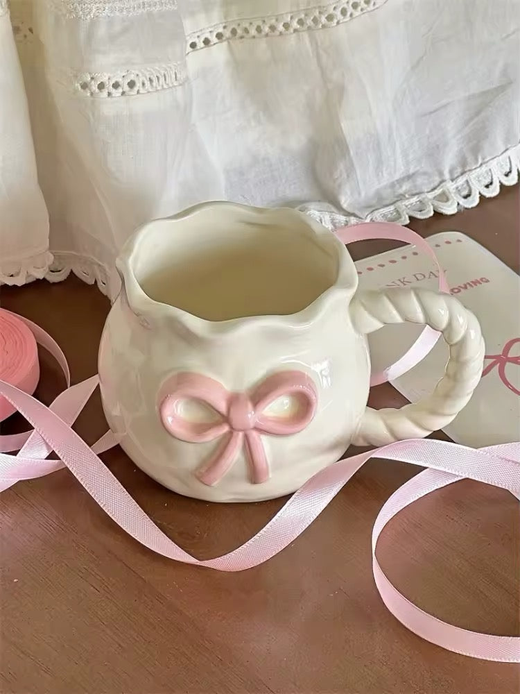 Elegant Bow-Shaped Ceramic Coffee Cup