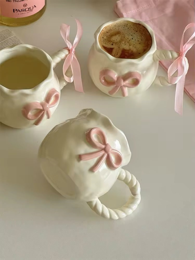Elegant Bow-Shaped Ceramic Coffee Cup