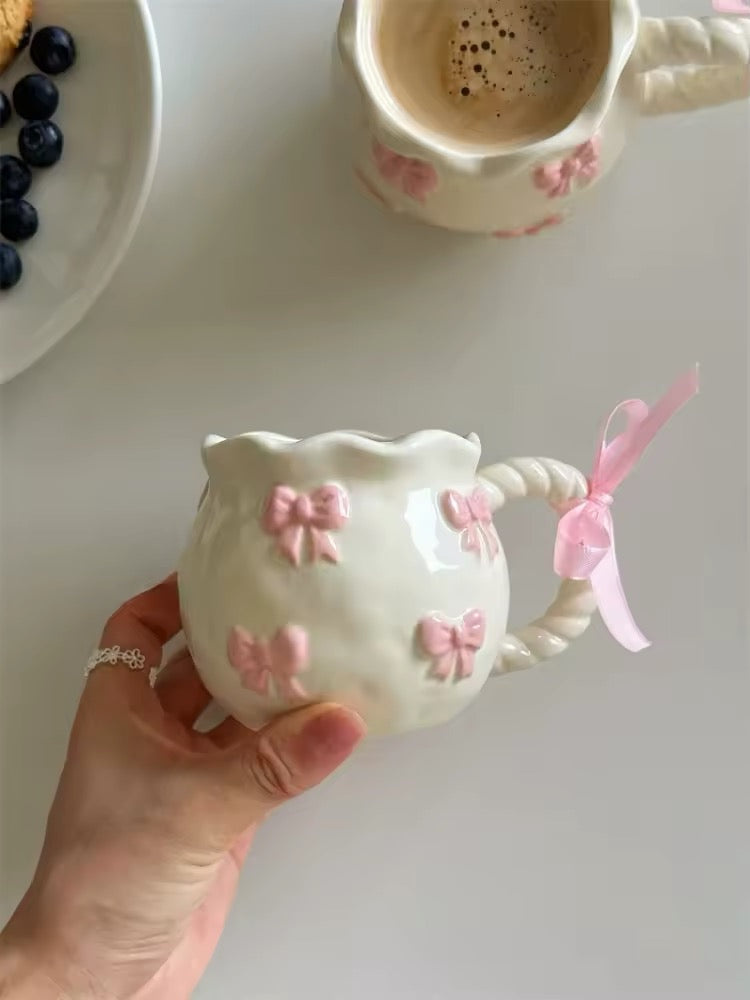 Elegant Bow-Shaped Ceramic Coffee Cup