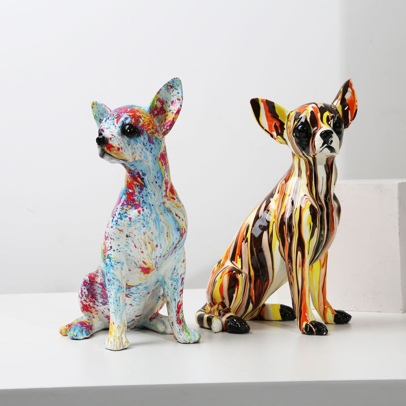 Elegant Resin Art Figurine of a Chihuahua – Charming Home Decoration