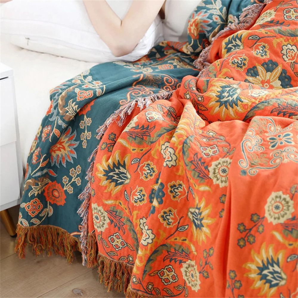 Elegant Reversible Cotton Throw Blanket