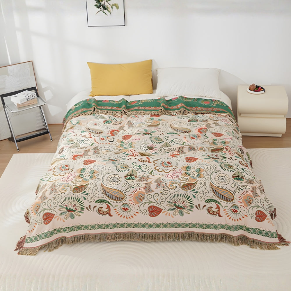 Vibrant Blossom Reversible Cotton Blanket