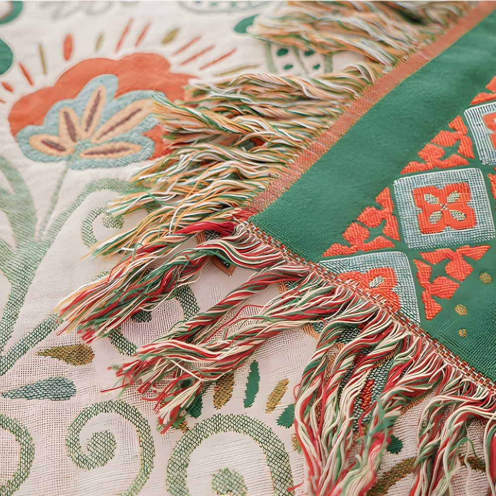 Vibrant Blossom Reversible Cotton Blanket