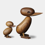 Elegant Teak Duck Figurine Duo for Home Styling