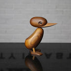 Elegant Teak Duck Figurine Duo for Home Styling