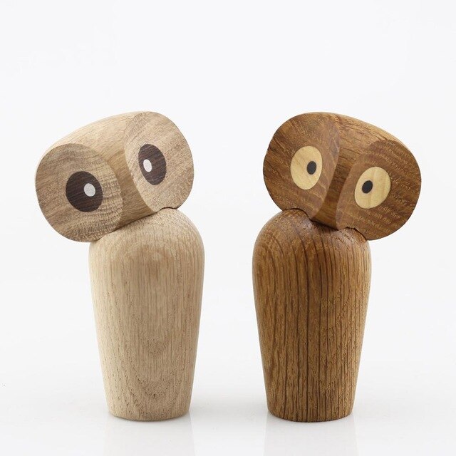 Whimsical Wooden Owl Figurine for Home Décor
