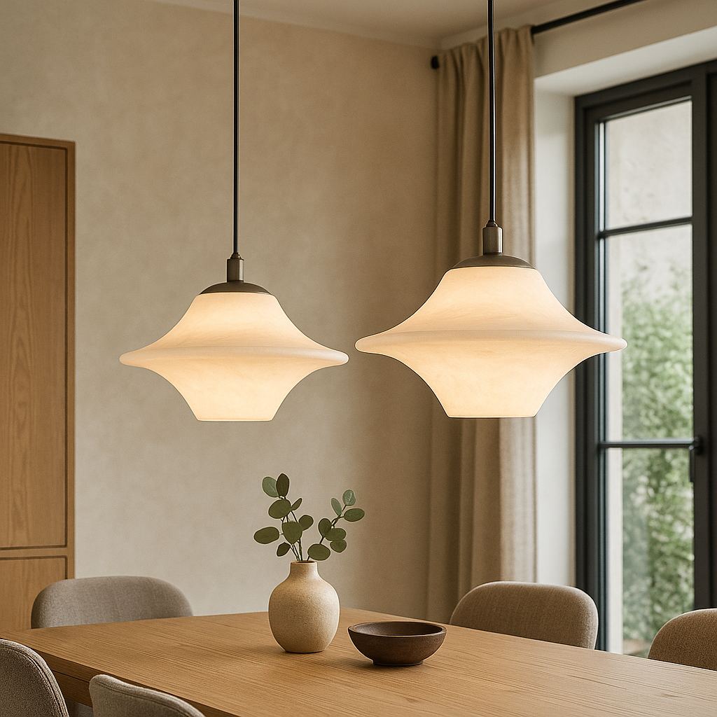 Pendant Light with Marble Stone Design