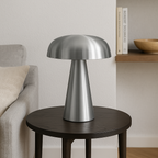 Mushroom-Shaped Table Lamp in Brushed Metal Finish
