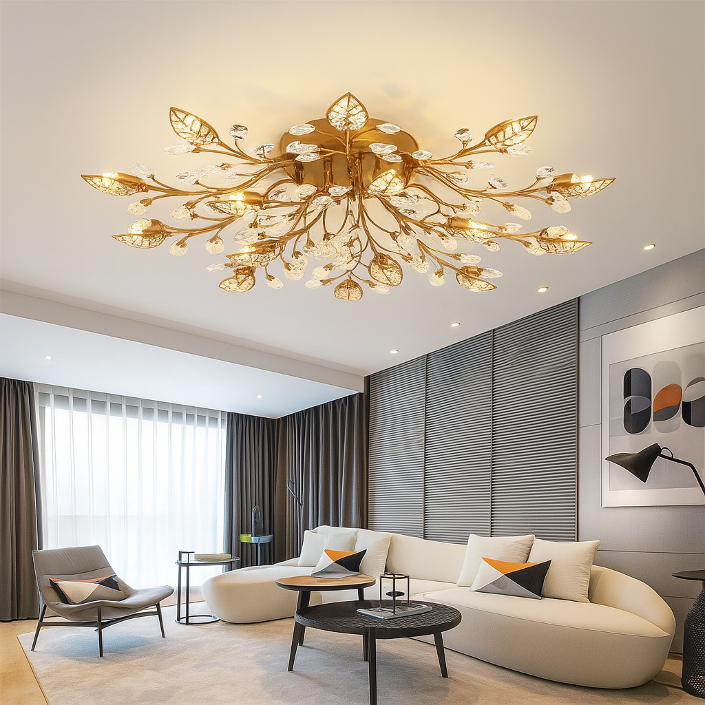 Floral Crystal Ceiling Lamp – Elegant Home Lighting Fixture