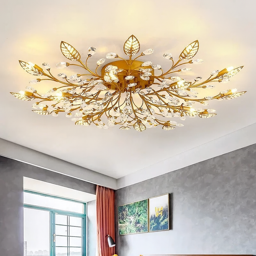 Floral Crystal Ceiling Lamp – Elegant Home Lighting Fixture