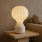 Silk Table Lamp with Wabi-Sabi Design