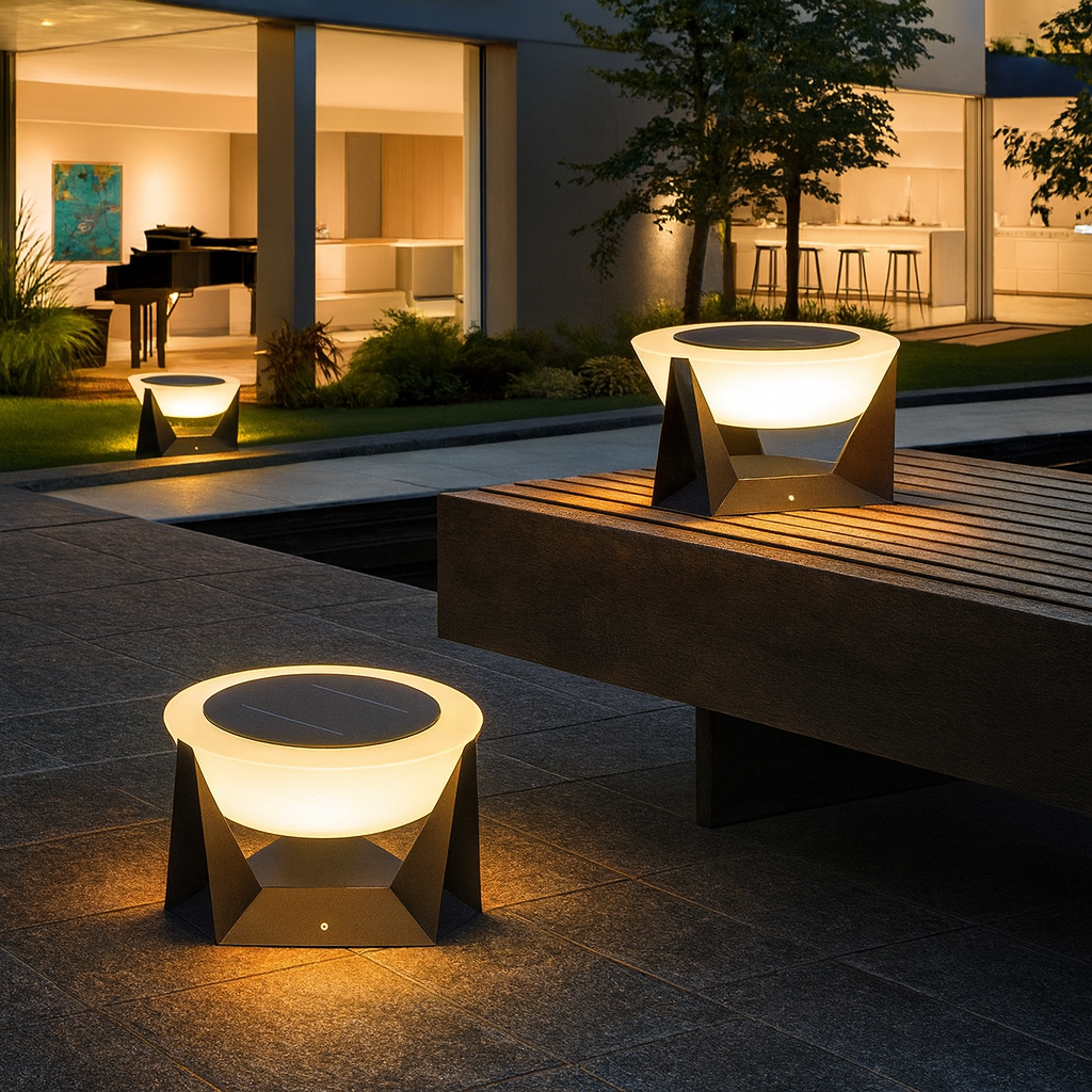 Patio Accent Lights with Solar Halo Design