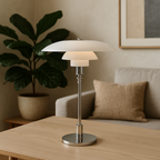 Danish Glass Table Lamp with Vintage Shade Design