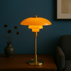 Danish Glass Table Lamp with Vintage Shade Design