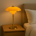 Danish Glass Table Lamp with Vintage Shade Design