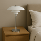 Danish Glass Table Lamp with Vintage Shade Design