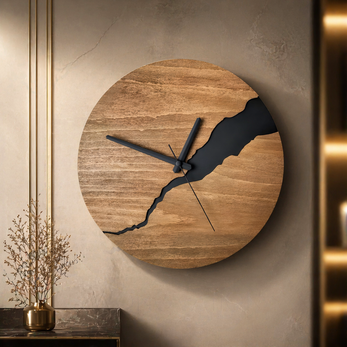 TimberWave Artistic Wall Clock - Elegant Timepiece for Any Space