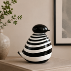 Charming Stripe Bird Accent - Modern Black & White Decor
