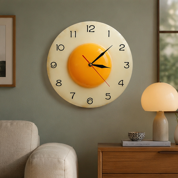 Sunny Delight Egg Wall Clock - Fun Kitchen Accent & Gift