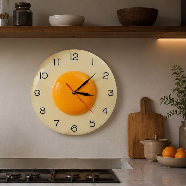 Sunny Delight Egg Wall Clock - Fun Kitchen Accent & Gift