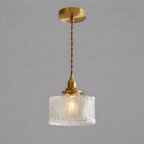 LuxeShine Adjustable Glass Pendant Light with Brass Accents