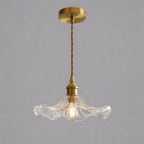 LuxeShine Adjustable Glass Pendant Light with Brass Accents