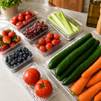 SmartSpace Clear Refrigerator Storage Bins, Stackable 10-Piece Set