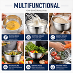 Ultimate Stainless Steel Mixing Bowl Set with Secure Lids & Grater Tools