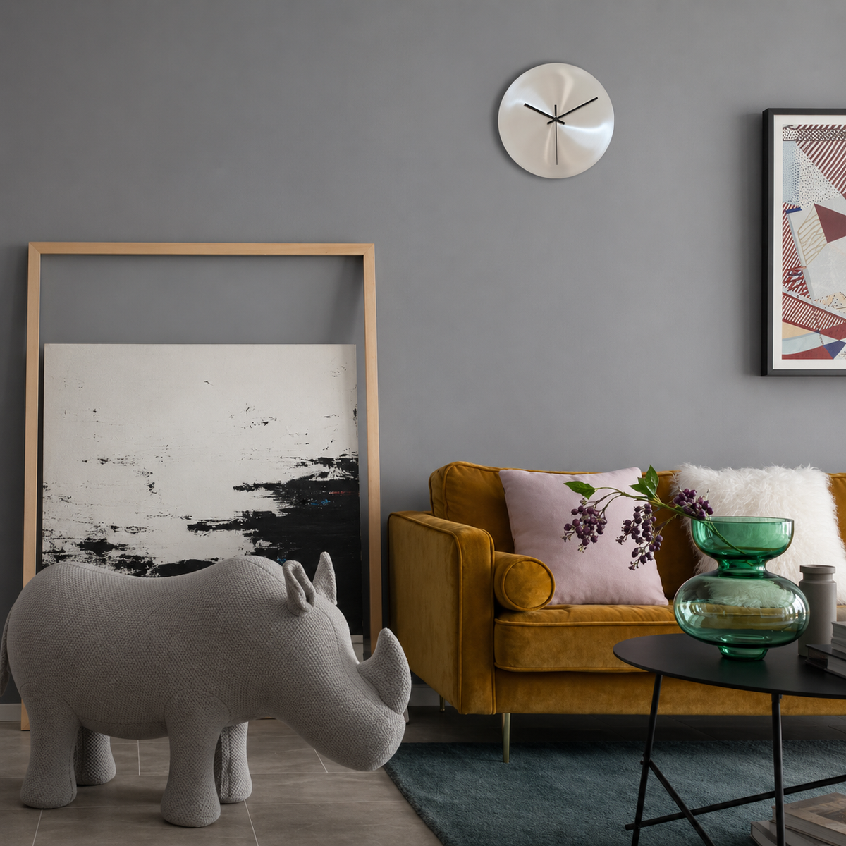 Tranquil Elegance: Olive Stainless Steel Wall Clock
