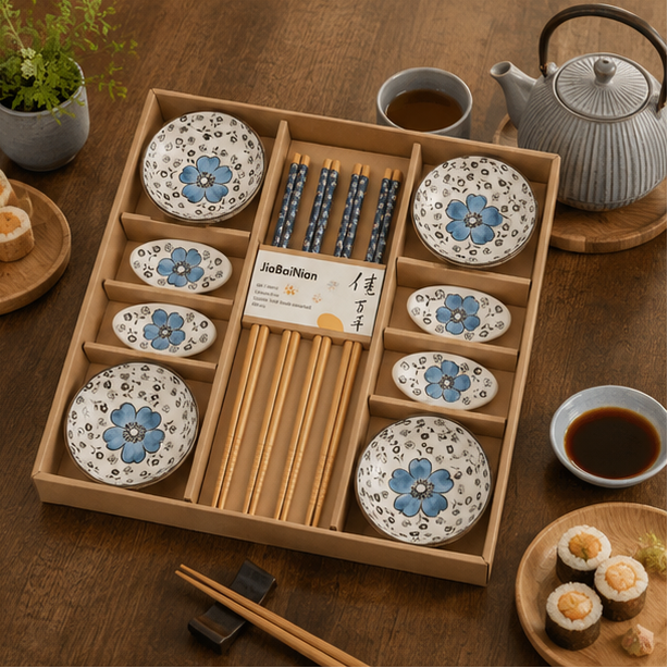 Sakura Serenity 12-Piece Sushi Dining Set - Elegant Floral Gift