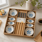 Sakura Serenity 12-Piece Sushi Dining Set - Elegant Floral Gift