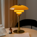 Danish Glass Table Lamp with Vintage Shade Design