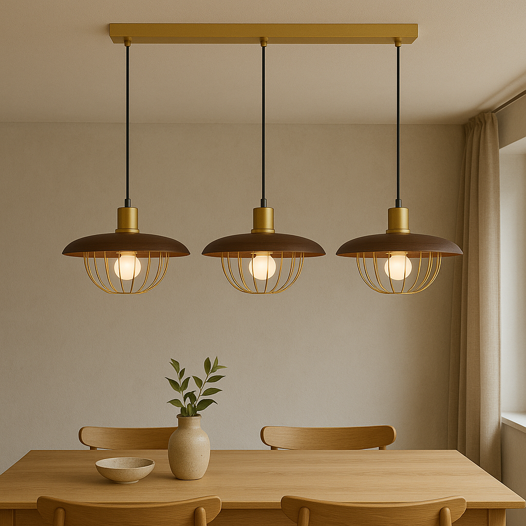Pendant Light with Wooden Cage Design in Nordic Style
