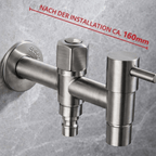 Outdoor Stainless Steel Tap – Dual Outlet Wall Faucet