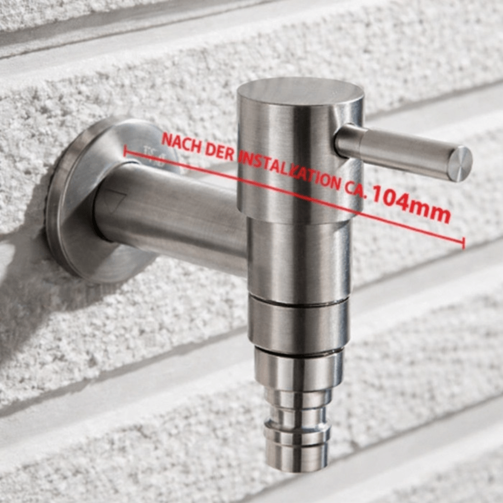 Outdoor Stainless Steel Tap – Dual Outlet Wall Faucet