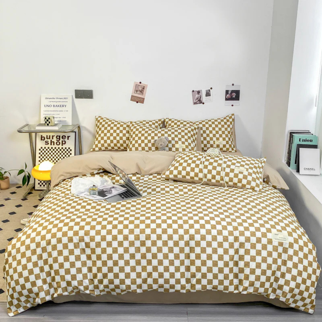 Plaid Bedding Set with Pillow Covers – Soft and Breathable Fabric