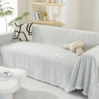 Cozy Textured Knit Blanket with Playful Tassels