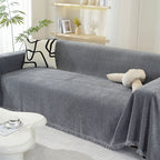 Cozy Textured Knit Blanket with Playful Tassels