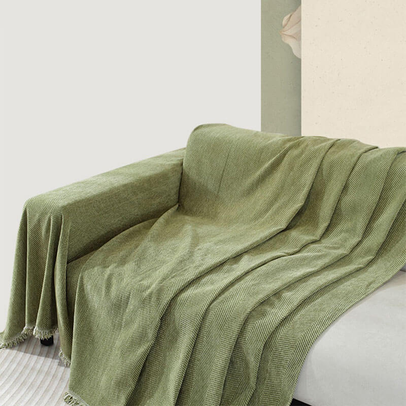 Cozy Textured Knit Blanket with Playful Tassels