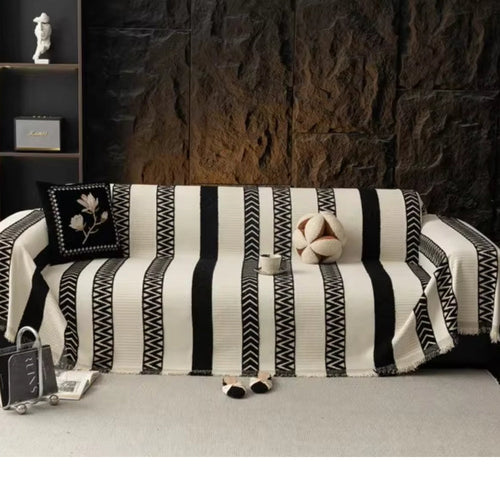 Chenille Sofa Slipcover with Chevron Design – Anti-Slip Protection