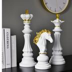 Elegant Chess Piece Statues - King, Queen & Knight Home Accent