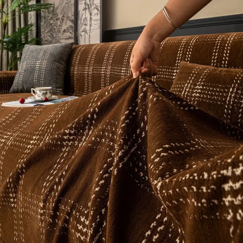 Classic Plaid Tartan Sofa Protector - Soft Chenille Fabric