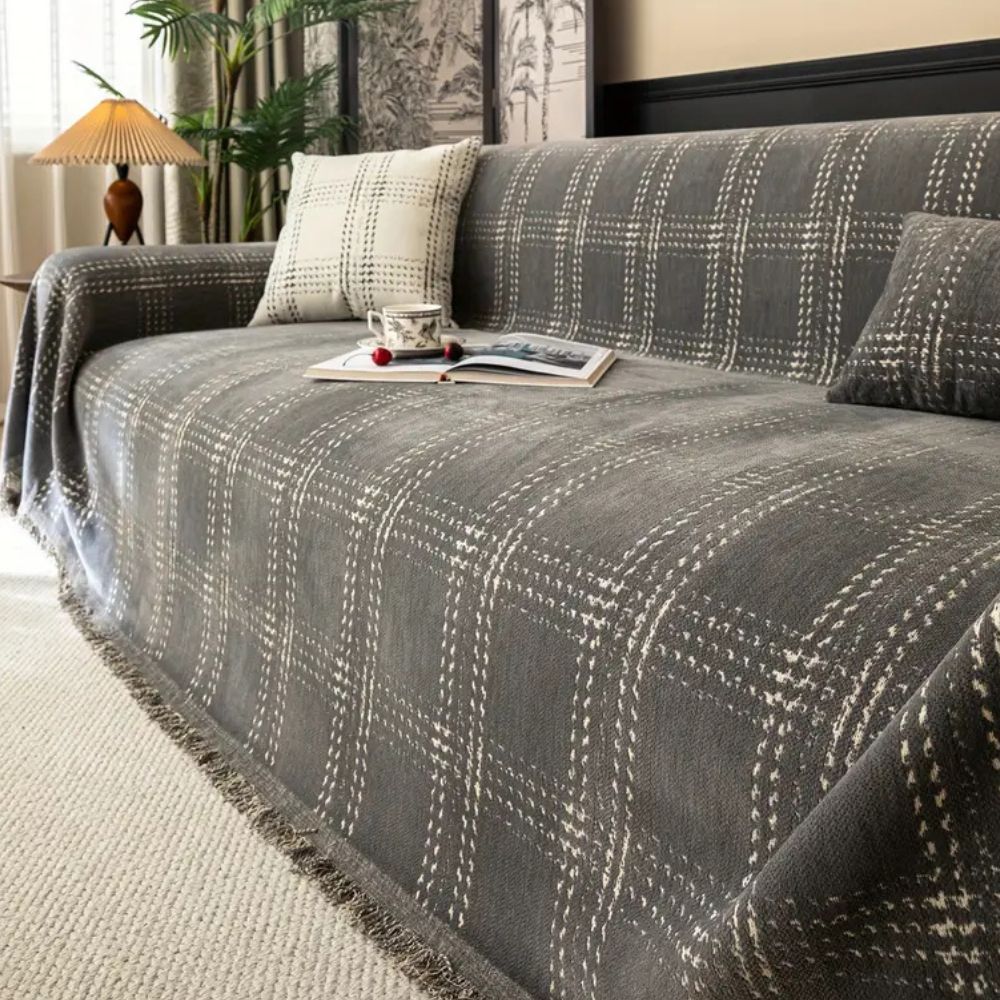 Classic Plaid Tartan Sofa Protector - Soft Chenille Fabric